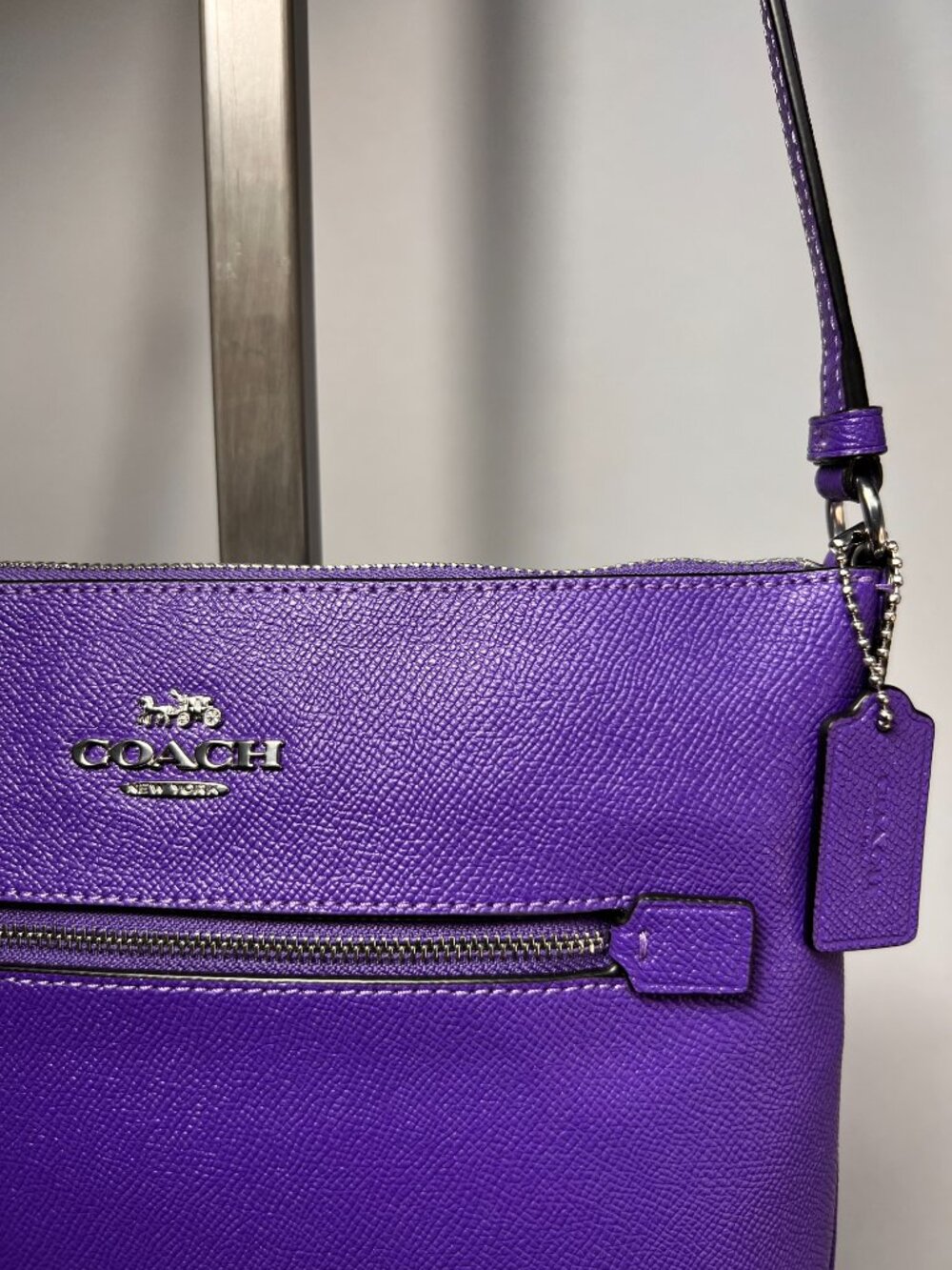 COACH Rowan File Crossbody Bag Leather Sport Purple Silver NWOT - Picture 5 of 11